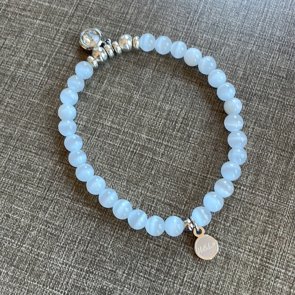 April Birthstone Crystal Charm with White Crystal Charity Bracelet